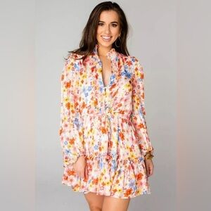 Buddy Love Grace Long Sleeve Short Dress in Wild Flower Size M NWOT